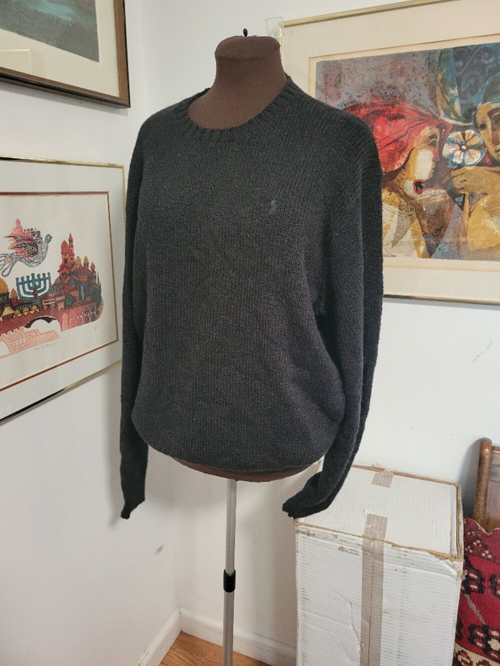 Vintage Polo Ralph LAuren Black 100% Cotton Sweater